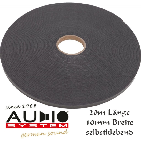 Audio System foam rubber tape Moosgummiband Dämmmaterial 20m lang 10mm breit 2,8mm dick